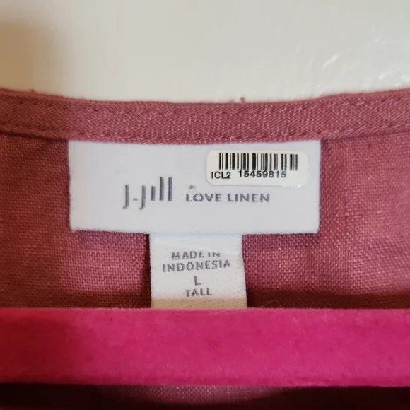 J. Jill Maueve Pink Comfy Cute And Cool 100% Linen Dress Size Large Tall - Picture 3 of 12